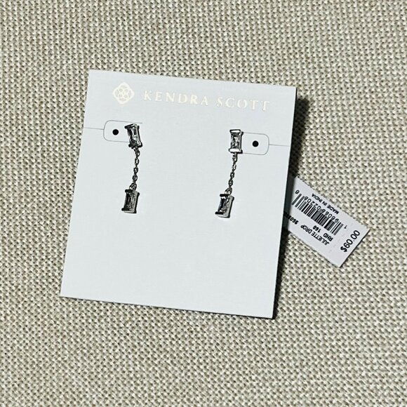 Kendra Scott Juliette Silver Crystal Drop Earrings NWT - Picture 2 of 5